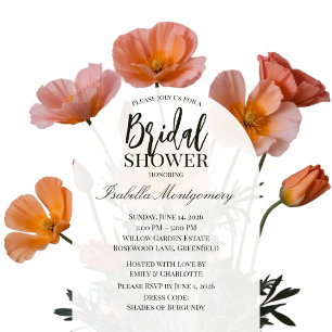 Kalifornische Mohn-Blumen-Braut- Einladung