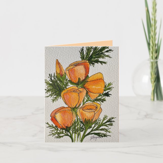 Kalifornische Mohnblumen Dankeskarte (Vorderseite)