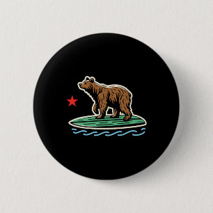 Kalifornische Republik Strand Bär Surfboard Surfen Button
