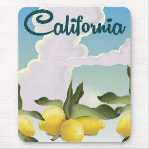 Kalifornische Zitronen Vintage-Reise-Druck. Mousepad