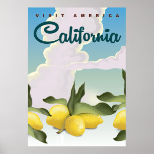 Kalifornische Zitronen Vintage-Reise-Druck. Poster