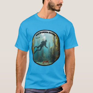 Kalifornischer Freitaucher mit Kelp und Fisch URM T-Shirt