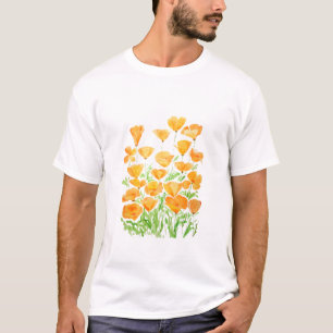 Kalifornischer Mohn in Orange, Aquarellmalerei T-Shirt