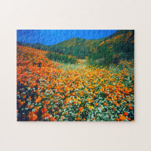 Kalifornischer Mohn und Popcorn-Wildblumen Puzzle