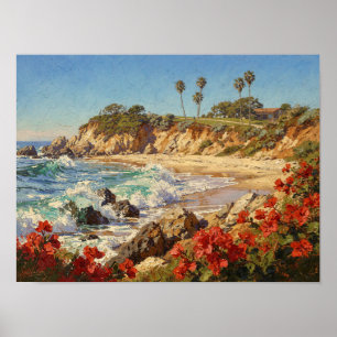 Kalifornischer Strand Impressionistische Küstenk Poster