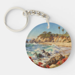 Kalifornischer Strand Impressionistische Küstenk Schlüsselanhänger