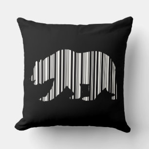 Kalifornisches Goldbär-Barcode-Musterdesign Kissen
