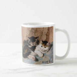 Kaliko-Katze und graue Kätzchen-Kunst-Malerei Kaffeetasse