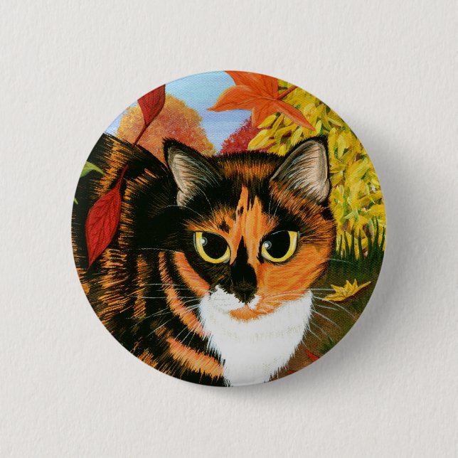 Kaliko-Katzen-Fall-Herbst verlässt Button (Vorderseite)