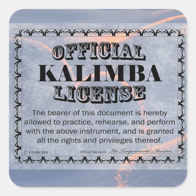 Kalimba License Square Aufkleber (Vorderseite)