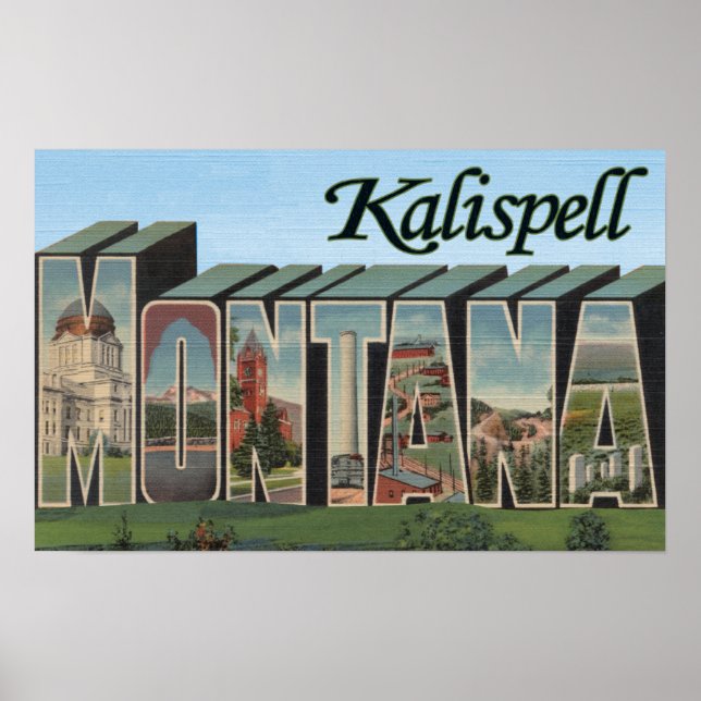 Kalispell, Montana - Große Buchstabenszenen Poster (Vorne)