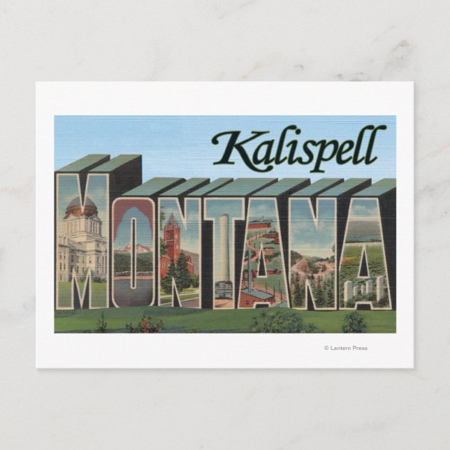 Kalispell, Montana - Große Buchstabenszenen Postkarte (Vorderseite)