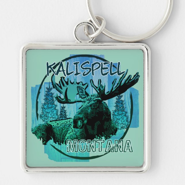 Kalispell Montana Rustikaler Schlüsselanhänger (Vorne)