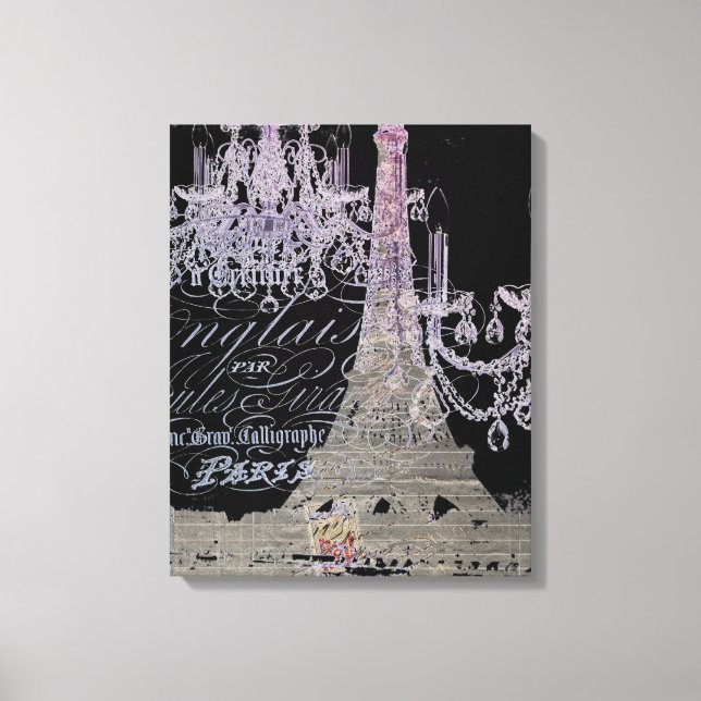Kalkboard-Skripte Kronleuchter Paris eiffel Turm Leinwanddruck (Vorderseite)