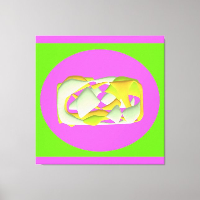 Kalkgrün und leuchtend lila Muster Leinwanddruck (Vorderseite)