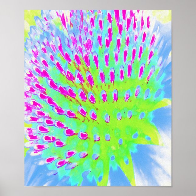 Kalkgrün und Lila Abstrakte Kone-Blume Poster (Vorne)
