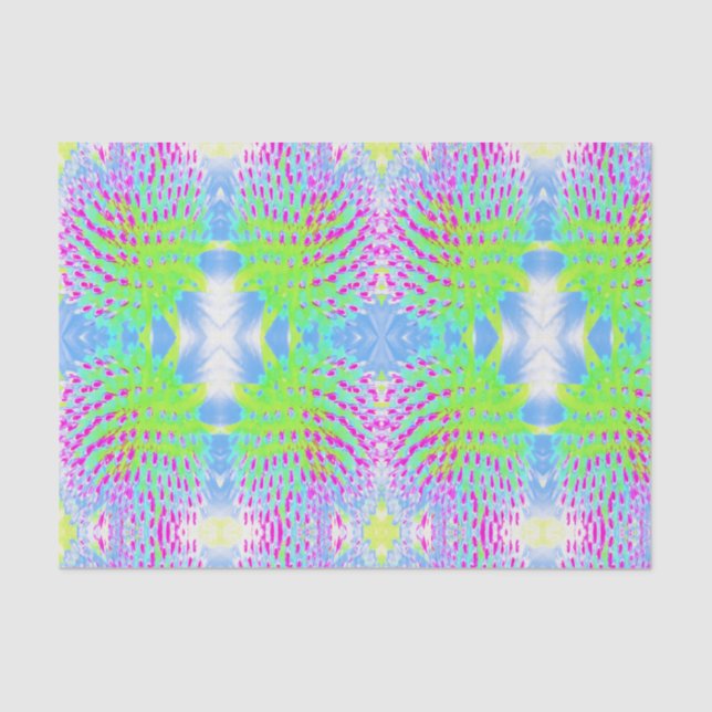 Kalkgrün und Lila Abstrakte Kone-Blume Seidenpapier (Vorderseite)