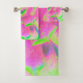 Kalkgrün und rosa Sukkulent Sedum Rosette Badhandtuch Set