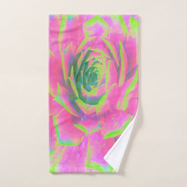 Kalkgrün und rosa Sukkulent Sedum Rosette Handtuch (Handtuch)