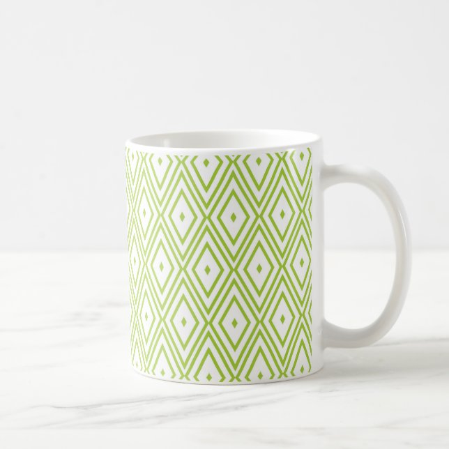 Kalkgrün und weiße Diamanten Kaffeetasse (Rechts)