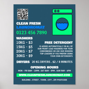 Kalkgrün, Waschsalon, Reinigungsservice Poster