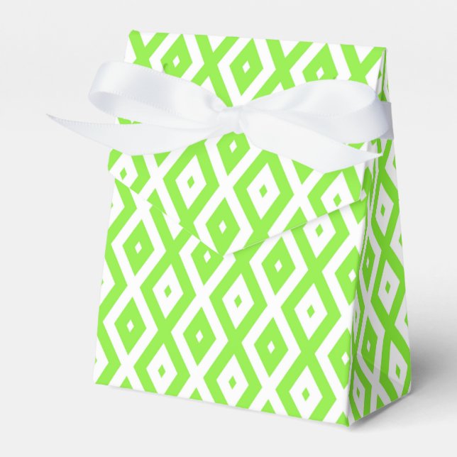 Kalkgrün-weiße Diamantmuster Geschenkschachtel (Vorderseite)