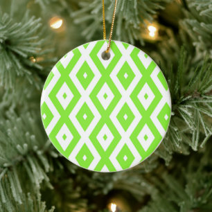 Kalkgrün-weiße Diamantmuster Keramik Ornament