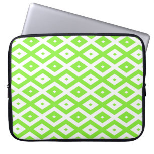 Kalkgrün-weiße Diamantmuster Laptopschutzhülle