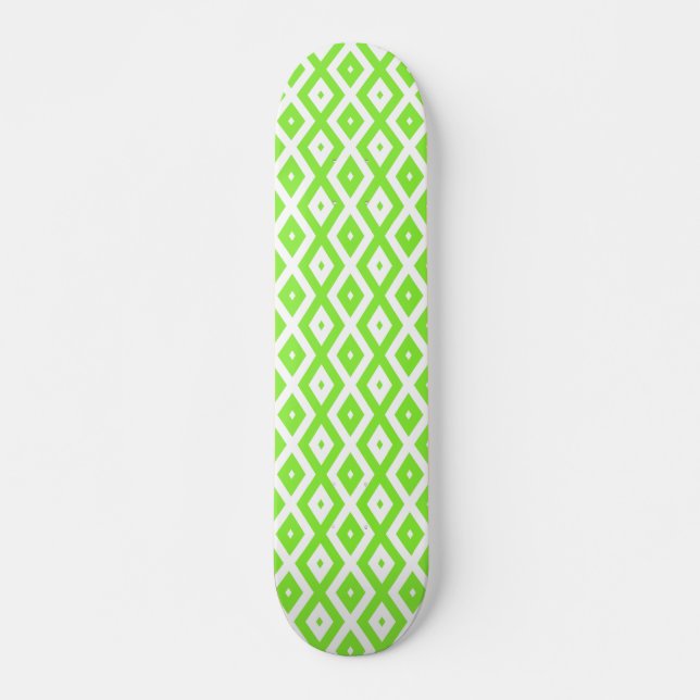 Kalkgrün-weiße Diamantmuster Skateboard (Vorne)