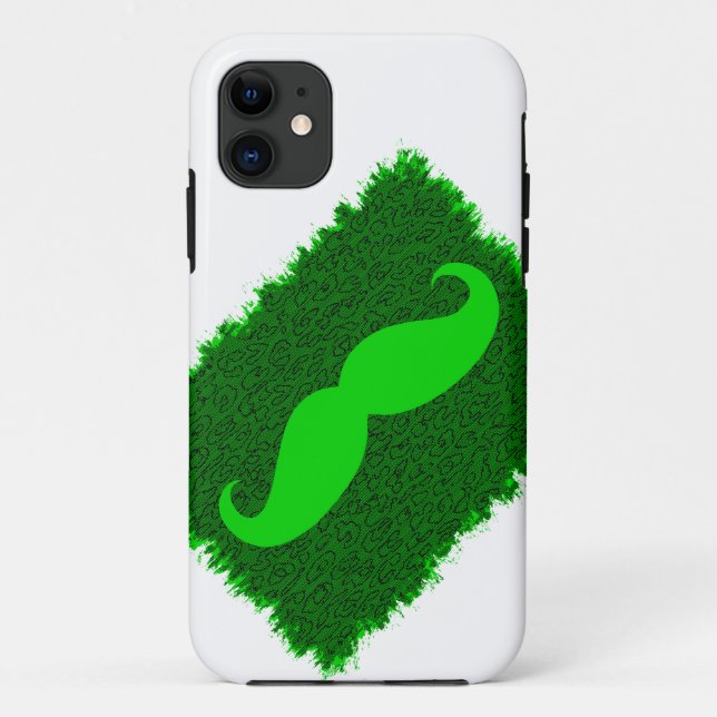 Kalkgrüne Mustache auf Leopardenhaut Case-Mate iPhone Hülle (Rückseite)
