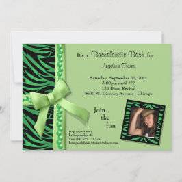 Kalkgrüne Perlen und Zebrastreifen Einladung