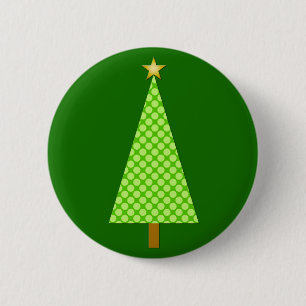 Kalkgrüne Polka Punkt moderner Weihnachtsbaum Button