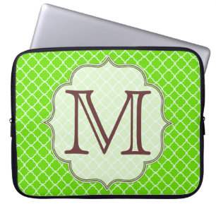 Kalkgrüne Quarterfolienmonogramm 15" Notebook-Gehä Laptopschutzhülle