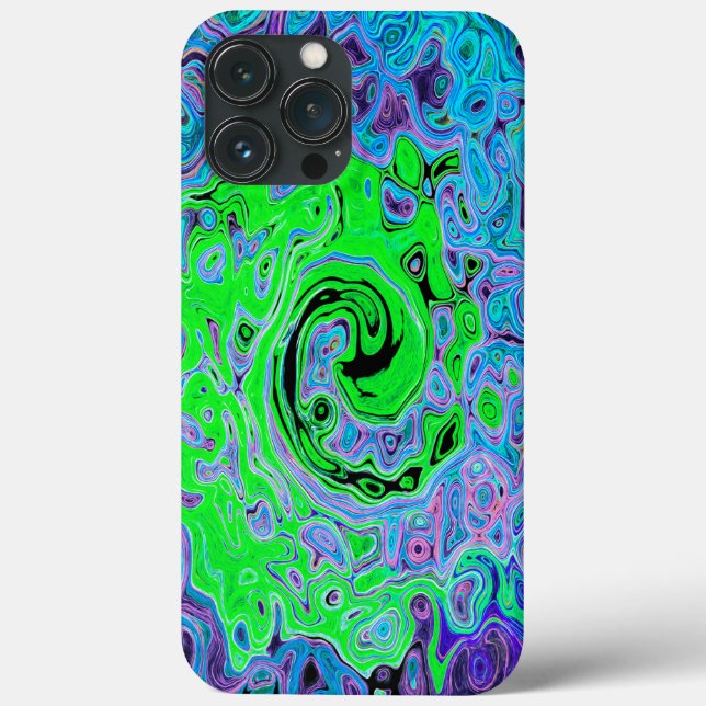 Kalkgrüner Groovy Abstrakt Retro Liquid Swirl Case-Mate iPhone Hülle (Rückseite)