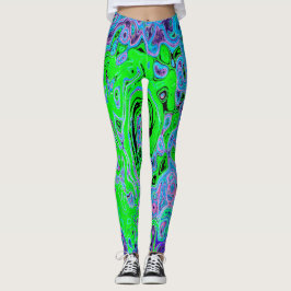 Kalkgrüner Groovy Abstrakt Retro Liquid Swirl Leggings
