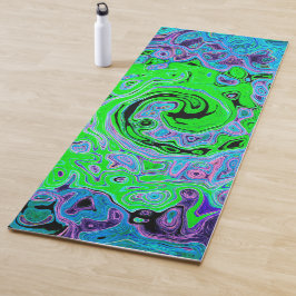 Kalkgrüner Groovy Abstrakt Retro Liquid Swirl Yogamatte