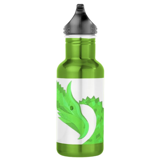 Kalkgrüner Herzdrache auf Weiß Edelstahlflasche (Rechts)