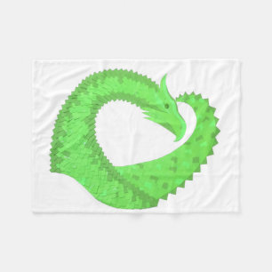 Kalkgrüner Herzdrache auf Weiß Fleecedecke