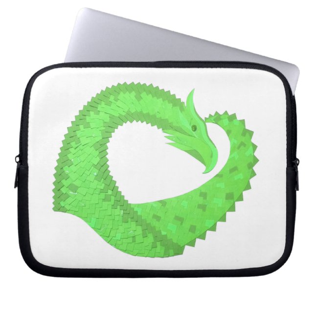 Kalkgrüner Herzdrache auf Weiß Laptopschutzhülle (Vorderseite)