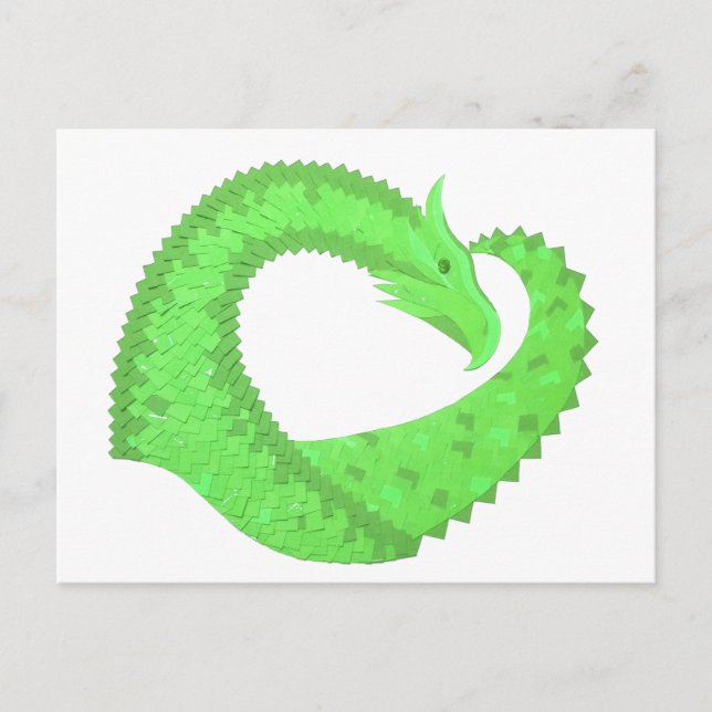 Kalkgrüner Herzdrache auf Weiß Postkarte (Vorderseite)