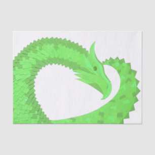 Kalkgrüner Herzdrache auf Weiß Seidenpapier