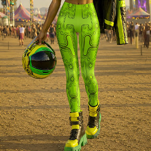 Kalkgrüner mechanischer Android Futuristischer Rob Leggings