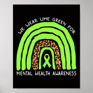 Kalkgrüner Regenbogen für Mental Health Awarenes Poster