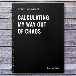 Kalkulieren von meinem Weg aus dem Chaos-Büro Notizblock