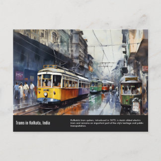 Kalkutta Trams Aquarellmalerei. Postkarte