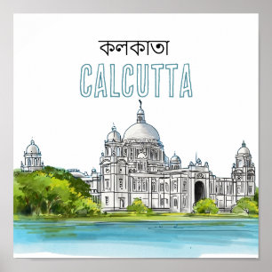 Kalkutta "Victoria Memorial" Kolkata Bengali Poster