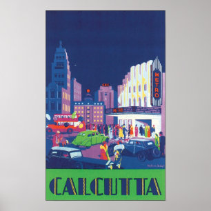 Kalkutta Vintage Reiseplan Poster