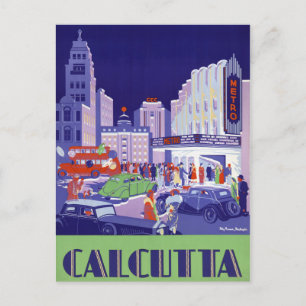 Kalkutta Vintage Reiseposter Restauriert Postkarte