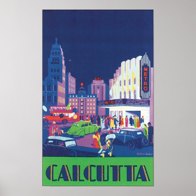 Kalkutta Vintage Travel Poster (Vorne)