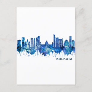 Kalkutta West Bengalisch Skyline Blue Feiertagspostkarte